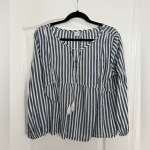 Blue Striped peasant blouse